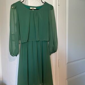 Women’s dress, size S, green, long sleeves, w/lining